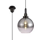 Urasawa 1 Light Pendant E27 With 30cm Globe Glass, Black Chrome/Matt Black/Smoked/Clear