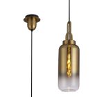 Urasawa 1 Light Pendant E27 With 16cm Cylinder Glass, Brass Gold/Matt Black/Clear