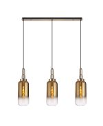Urasawa Linear 3 Light Pendant E27 With 16cm Cylinder Glass, Brass Gold/Clear Brass Gold/Matt Black