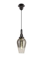 Urasawa 1 Light Pendant E27 With 23cm Pear Glass, Black Chrome/Matt Black/Smoked/Clear