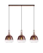 Urasawa Linear Pendant 3 Light E27 With 28cm Trapezium Glass, Copper / Clear / Matt Black