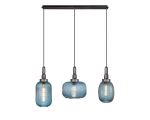 Urasawa Linear Pendant 3 Light E27 With Various Glasses, Aged Pewter / Petrol Blue / Matt Black