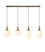 Urasawa Linear Pendant 4 Light E27 With Various Glasses, Brass Gold / Opal / Matt Black