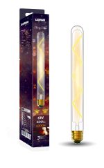 Classic Deco LED 280mm Tubular Z E27 Dimmable Lamp 6W 4000K Natural White, 500lm, Clear Glass, 3yrs Warranty