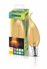 Value Vintage LED Candle Tip Lamp, E14 4W 2200K, 330lm, Gold Glass
