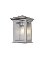 Violetta Flush Wall Lamp, 1 x E27, IP54, Silver Grey/Clear Seeded Glass, 2yrs Warranty