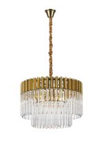Vita 60cm Pendant Round 8 Light E14, Brass/Clear Sculpted Glass, Item Weight: 18kg
