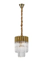 Vita 30cm Pendant Round 4 Light E14, Brass/Clear Sculpted Glass