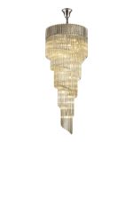 Vita 70cm Pendant Round 5 Layer Spiral 23 Light E14, Polished Nickel / Cognac Sculpted Glass, Item Weight: 57kg