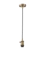 Luxe 11cm Switched Pendant Light (FRAME ONLY) 1.5m, 1 x E27, Antique Brass / Black 2 Core Twisted Cable