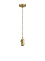Luxe 11cm Switched Pendant Light (FRAME ONLY) 1.5m, 1 x E27, Brass / Pale Gold 2 Core Twisted Cable