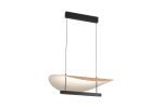 Abisal CCT 80cm Pendant, 28W LED, 2700-5700K Remote Control, 3380lm, Black/Beech Wood, 3yrs Warranty