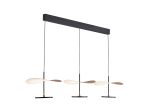 Abisal CCT 1.1m Linear 3 Light Pendant, 32W LED, 2700-5700K Remote Control, 4300lm, Black/Beech Wood, 3yrs Warranty