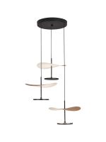 Abisal CCT Round 3 Light Pendant, 32W LED, 2700-5700K Remote Control, 4300lm, Black/Beech Wood, 3yrs Warranty