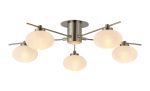 Addie Flush Ceiling, 5 Light G9, Satin Nickel/Opal A Glass