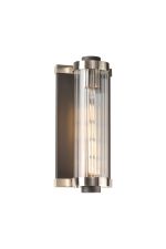 Equa Wall Light, 1 Light E27, IP54, Anthracite/Satin Nickel/Clear Ribbed Glass Shade