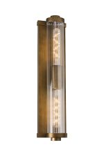 Equa Wall Light, 2 Light E27, IP54, Matt Bronze/Clear Ribbed Glass Shade