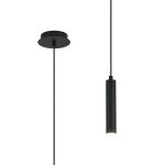 Rita 1 Light Pendant With 200mm Tube, 5W LED, 4000K, 325lm, IP44, Satin Black, 3yrs Warranty
