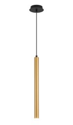 Rita 1 Light Pendant With 510mm Tube, 5W LED, 4000K, 325lm, IP44, Satin Black/Satin Gold, 3yrs Warranty