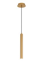 Rita 1 Light Pendant With 350mm Tube, 5W LED, 4000K, 325lm, IP44, Satin Gold, 3yrs Warranty