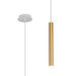 Rita 1 Light Pendant With 350mm Tube, 5W LED, 4000K, 325lm, IP44, Satin White/Satin Gold, 3yrs Warranty