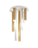 Rita 32cm Round 7 Ceiling Light, 35W LED, 4000K, 2275lm, IP44, Satin White/Satin Gold, 3yrs Warranty