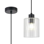 Umbre 12cm Pendant, 1 x E14, IP44, Satin Black/Clear Glass