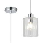 Umbre 12cm Pendant, 1 x E14, IP44, Polished Chrome/Clear Glass