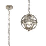 Koka 22cm Extra Small Round Pendant, 1 Light E27, Polished Nickel