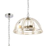 Koka 40cm Medium Dome Pendant, 3 Light E27, Polished Nickel