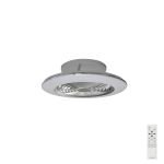 Alisio Mini 52.5cm 70W LED Dimmable Ceiling Light With Built-In 30W DC Fan With Single Speed Reverse, Silver Finish c/w Remote Control, 4900lm