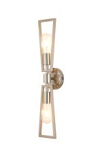 Rico Switched Wall Lamp, 2 Light E27, Satin Nickel/Polished Nickel