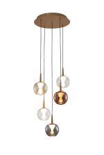 Andromeda 39cm Round Pendant, 5 x 5W LED, 3000K, 2500lm, Light Gold/Copper/Chrome/Amber/Clear/Frosted 3yrs Warranty