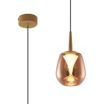 Andromeda Single Pendant, 5W LED, 3000K, 500lm, Light Gold/Copper/Frosted 3yrs Warranty