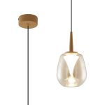 Andromeda Single Pendant, 5W LED, 3000K, 500lm, Light Gold/Amber/Frosted 3yrs Warranty