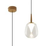 Andromeda Single Pendant, 5W LED, 3000K, 500lm, Light Gold/Clear/Frosted 3yrs Warranty