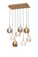 Andromeda 53 x 33cm Rectangle Pendant, 8 x 5W LED, 3000K, 4000lm, Light Gold/Copper/Chrome/Amber/Clear/Frosted 3yrs Warranty