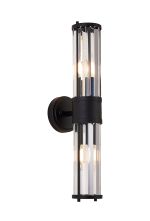 Lumbre 2 Light Crystal Wall Up & Down, E14, IP44, Satin Black/Clear Crystal