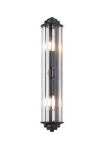 Lumbre 2 Light Crystal Wall, E14, IP44, Satin Black/Clear Crystal
