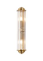 Lumbre 2 Light Crystal Wall, E14, IP44, Gold/Clear Crystal