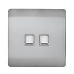 Trendi, Artistic Modern Twin PC Ethernet Cat 5&6 Data Outlet Brushed Steel Finish, BRITISH MADE, (35mm Back Box Required), 5yrs Warranty