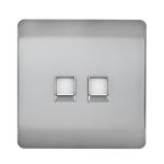 Trendi, Artistic Modern Twin RJ11 Telephone Brushed Steel Finish, BRITISH MADE, (35mm Back Box Required), 5yrs Warranty