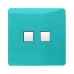 Trendi, Artistic Modern Twin PC Ethernet Cat 5&6 Data Outlet Bright Teal Finish, BRITISH MADE, (35mm Back Box Required), 5yrs Warranty