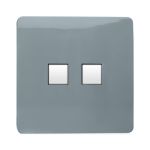 Trendi, Artistic Modern Twin PC Ethernet Cat 5&6 Data Outlet Cool Grey Finish, BRITISH MADE, (35mm Back Box Required), 5yrs Warranty