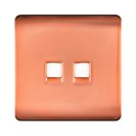 Trendi, Artistic Modern Twin PC Ethernet Cat 5&6 Data Outlet Copper Finish, BRITISH MADE, (35mm Back Box Required), 5yrs Warranty