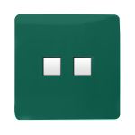 Trendi, Artistic Modern Twin PC Ethernet Cat 5&6 Data Outlet Dark Green Finish, BRITISH MADE, (35mm Back Box Required), 5yrs Warranty