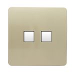 Trendi, Artistic Modern RJ11 Telephone & PC Ethernet Champagne Gold Finish, BRITISH MADE, (35mm Back Box Required), 5yrs Warranty