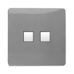 Trendi, Artistic Modern Twin PC Ethernet Cat 5&6 Data Outlet Light Grey Finish, BRITISH MADE, (35mm Back Box Required), 5yrs Warranty