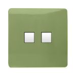 Trendi, Artistic Modern Twin PC Ethernet Cat 5&6 Data Outlet Moss Green Finish, BRITISH MADE, (35mm Back Box Required), 5yrs Warranty