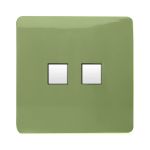 Trendi, Artistic Modern Twin RJ11 Telephone Moss Green Finish, BRITISH MADE, (35mm Back Box Required), 5yrs Warranty